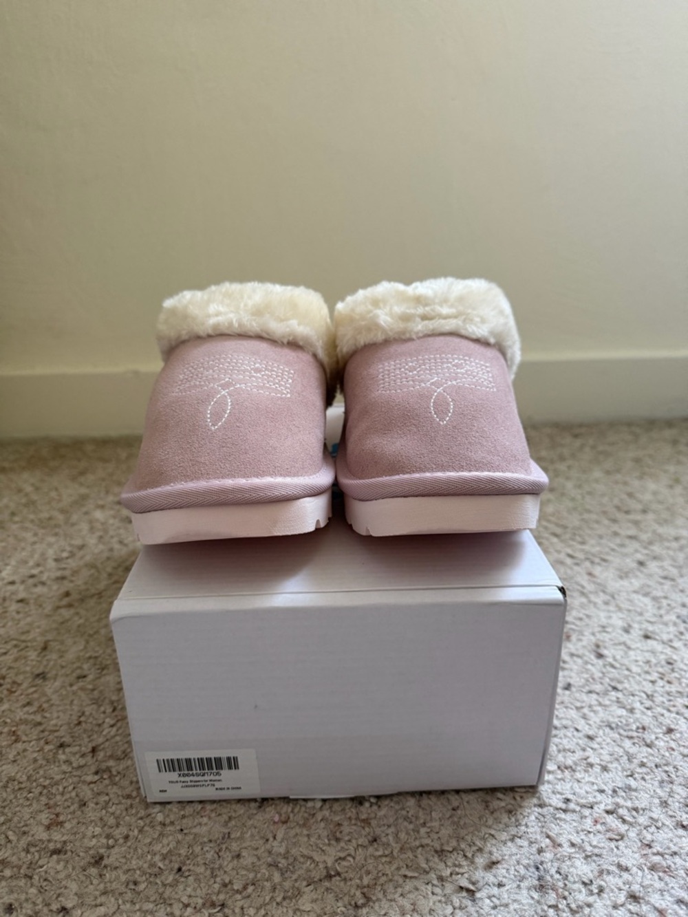 Pink Cowboy Boot Inspired Fuzzy Slippers Womens 7 Slip On House Shoes